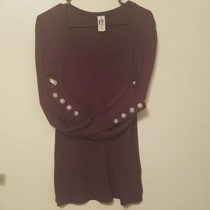 Free People Wine thermal with button cuffs